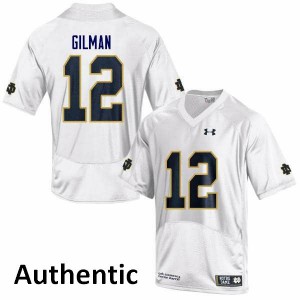 #12 Alohi Gilman Notre Dame Men's Authentic University Jerseys White