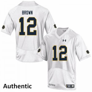 #12 DJ Brown Notre Dame Men's Authentic Official Jersey White