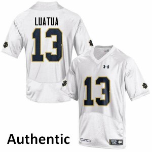 #13 Tyler Luatua Notre Dame Men's Authentic High School Jerseys White