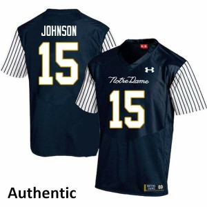 #15 Jordan Johnson UND Men's Alternate Authentic NCAA Jersey Navy Blue