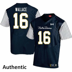 #16 KJ Wallace Irish Men's Alternate Authentic Embroidery Jerseys Navy Blue