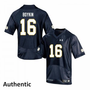 #16 Noah Boykin University of Notre Dame Men's Authentic Football Jersey Navy