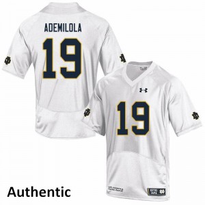 #19 Justin Ademilola University of Notre Dame Men's Authentic Stitch Jerseys White
