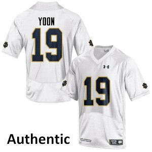 #19 Justin Yoon University of Notre Dame Men's Authentic NCAA Jerseys White