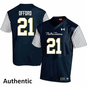 #21 Caleb Offord University of Notre Dame Men's Alternate Authentic College Jerseys Navy Blue