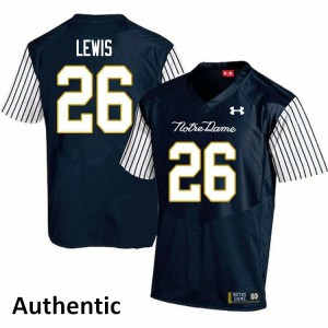 #26 Clarence Lewis Notre Dame Men's Alternate Authentic Embroidery Jerseys Navy Blue