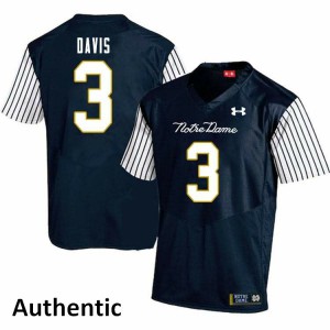 #3 Avery Davis University of Notre Dame Men's Alternate Authentic Stitched Jersey Navy Blue
