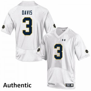 #3 Avery Davis Notre Dame Men's Authentic Football Jerseys White