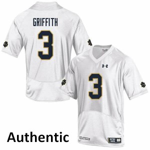 #3 Houston Griffith Irish Men's Authentic Official Jerseys White