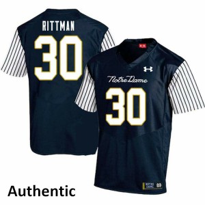 #30 Jake Rittman UND Men's Alternate Authentic Official Jerseys Navy Blue