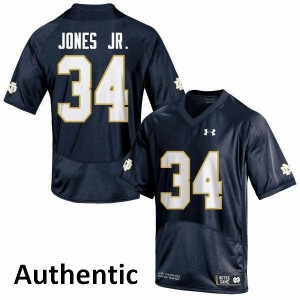 #34 Tony Jones Jr. UND Men's Authentic Official Jersey Navy Blue