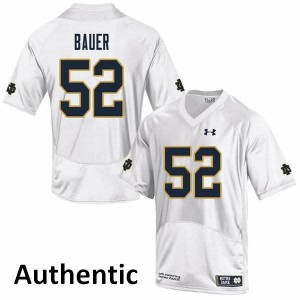 #52 Bo Bauer UND Men's Authentic University Jersey White