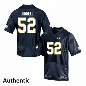 #52 Zeke Correll University of Notre Dame Men's Authentic Embroidery Jersey Navy