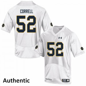 #52 Zeke Correll Notre Dame Men's Authentic Stitched Jerseys White