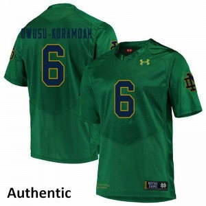 #6 Jeremiah Owusu-Koramoah Notre Dame Fighting Irish Men's Authentic NCAA Jerseys Green