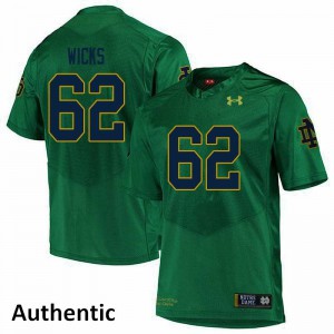 #62 Brennan Wicks University of Notre Dame Men's Authentic NCAA Jerseys Green