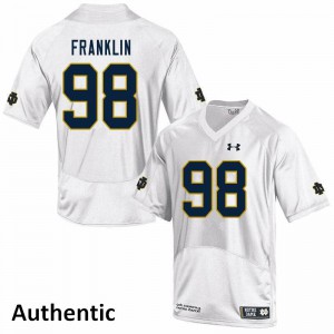 #98 Ja'Mion Franklin Notre Dame Fighting Irish Men's Authentic Embroidery Jersey White