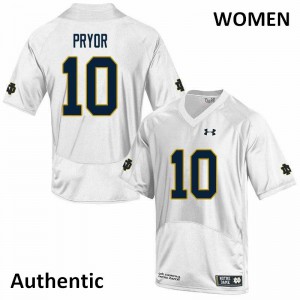 #10 Isaiah Pryor Notre Dame Fighting Irish Women's Authentic Official Jersey White
