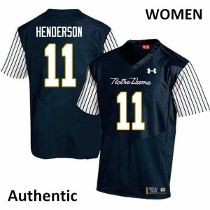 #11 Ramon Henderson UND Women's Alternate Authentic Football Jerseys Navy Blue