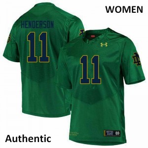 #11 Ramon Henderson Irish Women's Authentic Player Jerseys Green