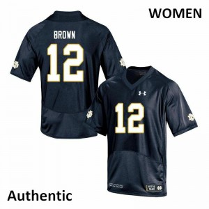 #12 DJ Brown Notre Dame Women's Authentic Stitch Jerseys Navy