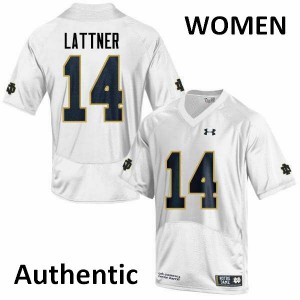 #14 Johnny Lattner Notre Dame Women's Authentic Football Jerseys White