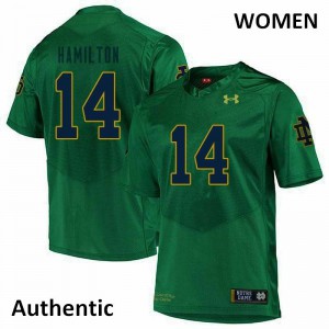 #14 Kyle Hamilton Fighting Irish Women's Authentic Player Jerseys Green