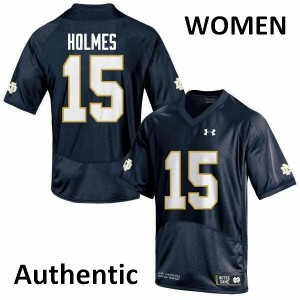 #15 C.J. Holmes University of Notre Dame Women's Authentic Football Jerseys Navy Blue
