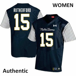 #15 Isaiah Rutherford Fighting Irish Women's Alternate Authentic Stitched Jersey Navy Blue