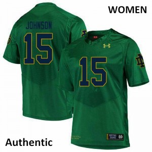 #15 Jordan Johnson Fighting Irish Women's Authentic College Jerseys Green