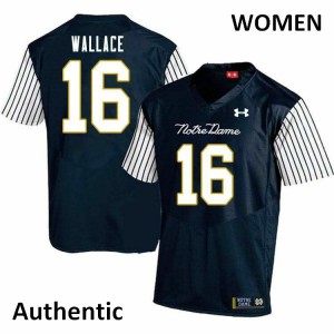 #16 KJ Wallace UND Women's Alternate Authentic Official Jerseys Navy Blue