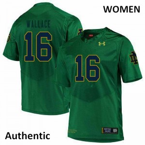 #16 KJ Wallace Notre Dame Fighting Irish Women's Authentic Official Jersey Green