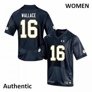 #16 KJ Wallace University of Notre Dame Women's Authentic Football Jerseys Navy