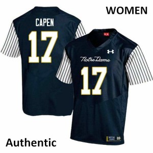 #17 Cole Capen Notre Dame Fighting Irish Women's Alternate Authentic Stitched Jerseys Navy Blue