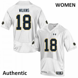 #18 Joe Wilkins Irish Women's Authentic NCAA Jerseys White