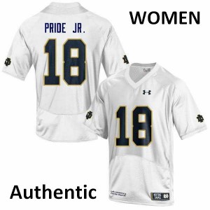 #18 Troy Pride Jr. Notre Dame Fighting Irish Women's Authentic NCAA Jerseys White