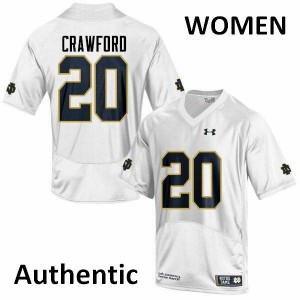 #20 Shaun Crawford Notre Dame Women's Authentic Player Jerseys White