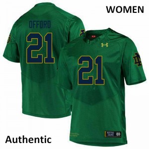 #21 Caleb Offord Notre Dame Women's Authentic Alumni Jerseys Green