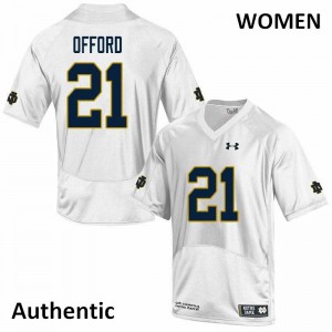 #21 Caleb Offord Notre Dame Women's Authentic University Jerseys White