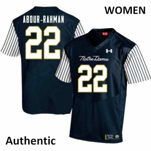 #22 Kendall Abdur-Rahman Notre Dame Women's Alternate Authentic Football Jerseys Navy Blue