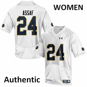 #24 Mick Assaf Notre Dame Fighting Irish Women's Authentic Stitched Jersey White
