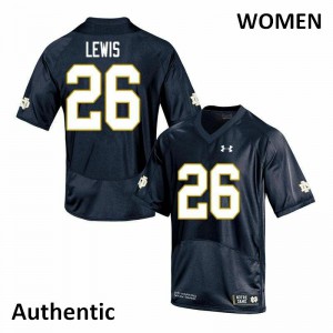 #26 Clarence Lewis Notre Dame Women's Authentic Football Jersey Navy