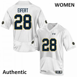 #28 Griffin Eifert Fighting Irish Women's Authentic Official Jerseys White