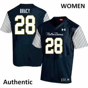 #28 TaRiq Bracy University of Notre Dame Women's Alternate Authentic University Jerseys Navy Blue