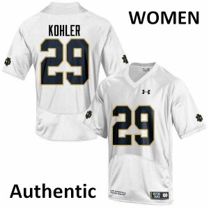 #29 Sam Kohler University of Notre Dame Women's Authentic Embroidery Jersey White