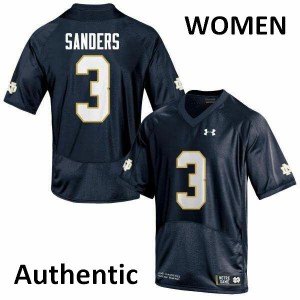 #3 C.J. Sanders Fighting Irish Women's Authentic University Jerseys Navy Blue
