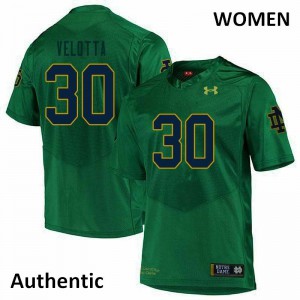 #30 Chris Velotta Notre Dame Fighting Irish Women's Authentic Stitch Jersey Green