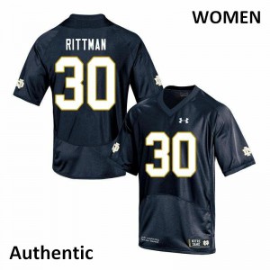 #30 Jake Rittman Notre Dame Women's Authentic Embroidery Jersey Navy