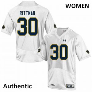 #30 Jake Rittman University of Notre Dame Women's Authentic Stitched Jersey White