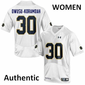 #30 Jeremiah Owusu-Koramoah UND Women's Authentic Football Jerseys White